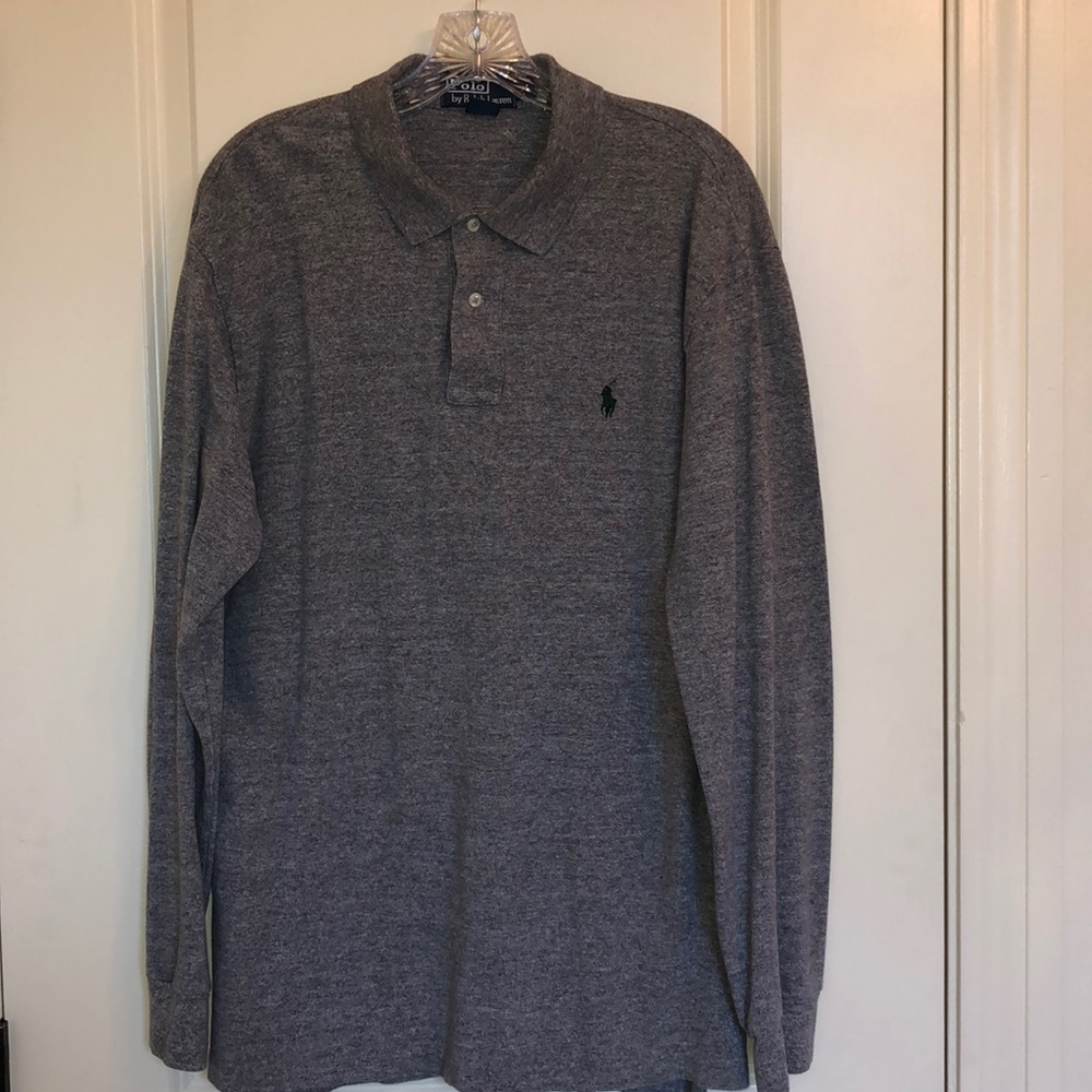 Heathered grey LS polo